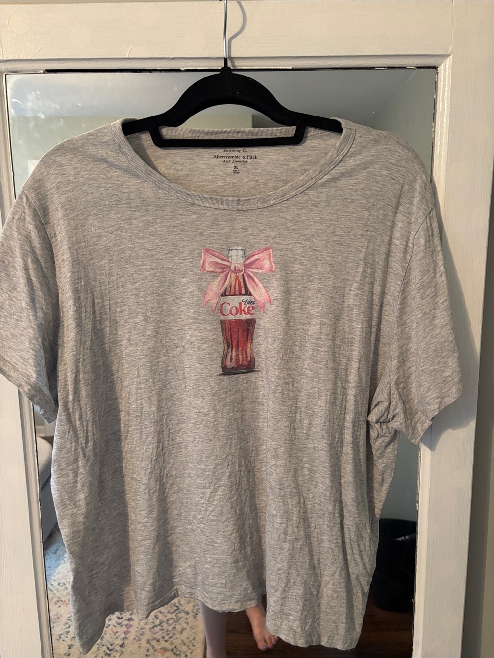 Abercrombie & Fitch Light Gray Tee with Pink Bow Coke Graphic